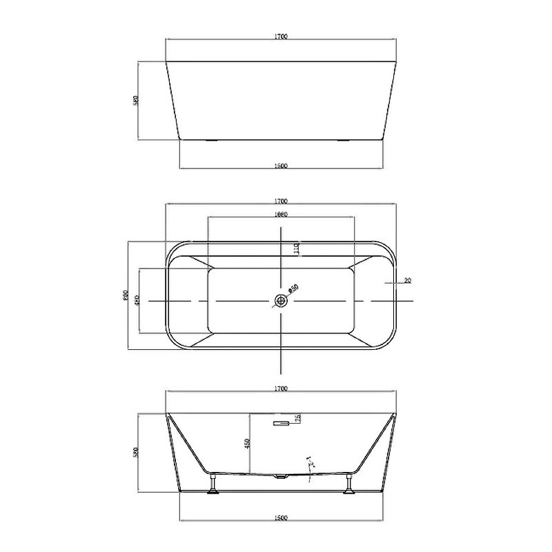 Акриловая ванна Vincea 170x80 VBT-401-1700