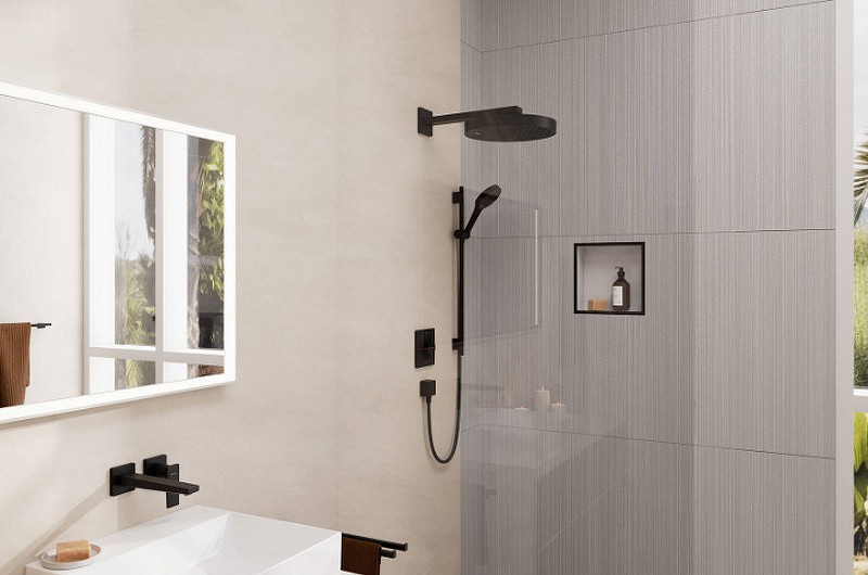 Кронштейн для верхнего душа Hansgrohe Square 27694670 черный матовый