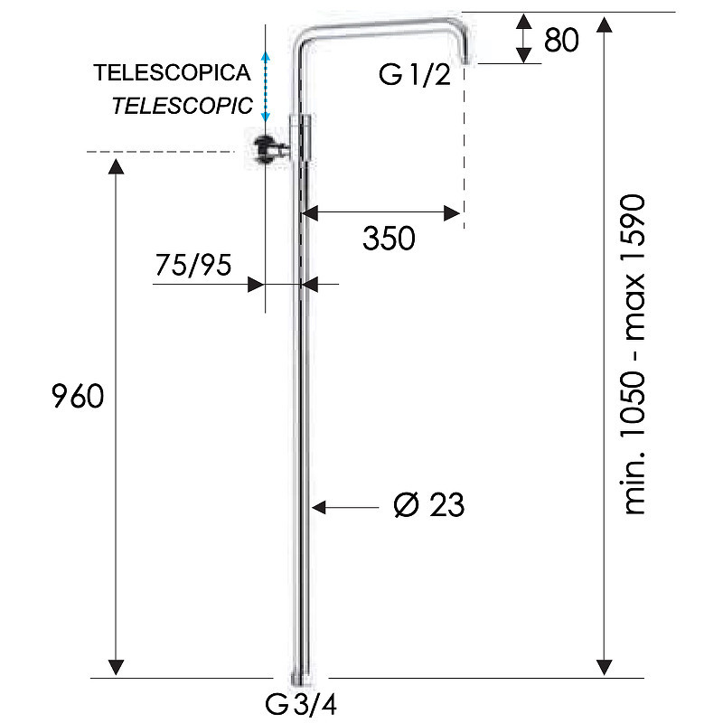 Душевая штанга Remer 330A7DCESDEVNO