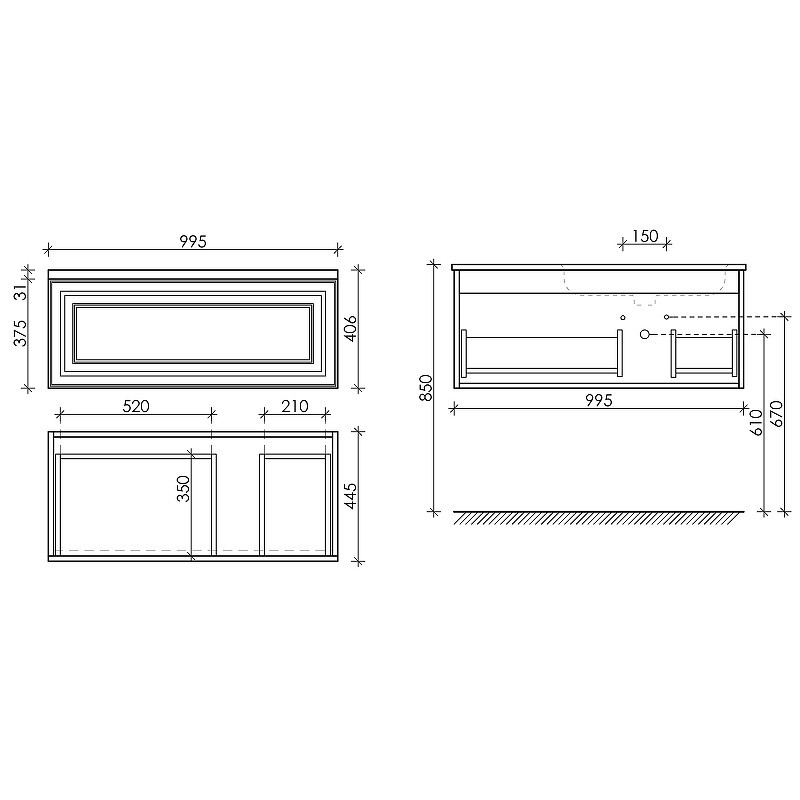 Тумба под раковину Sancos Very 100 R VR100RCE подвесная Beige Soft