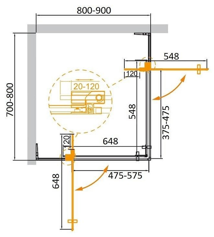 Душевой уголок Cezares Slider 90х80 SLIDER-AH-2-70/80-80/90-BR-GM