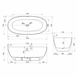 Ванна из искусственного камня Vincea 170x75 VBT-6S01MW