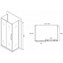 Душевой уголок Abber Schwarzer Diamant 130x75 AG30130MH-S75M-S75M профиль Хром стекло матовое