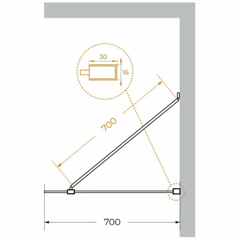 Душевая перегородка Cezares Liberta 70 LIBERTA-L-1-TB-70-C-NERO