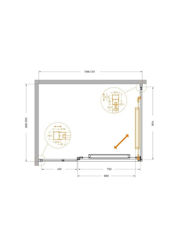 Душевой уголок Cezares Lux 120x90 LUX-AH-FS-11-120/90-C-CR
