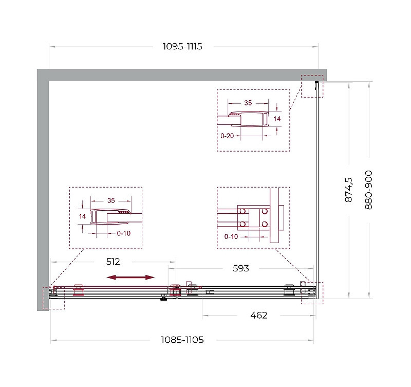 Душевой уголок BelBagno Soft Close-2 110x90 SOFT_CLOSE-2-AH-1-110/90-C-Cr