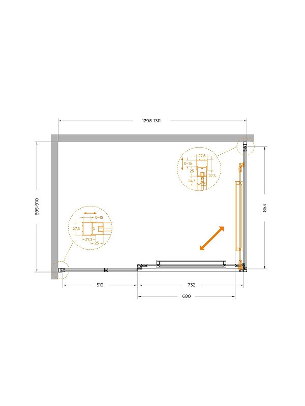 Душевой уголок Cezares Lux 130x90 LUX-AH-FS-11-130/90-C-CR