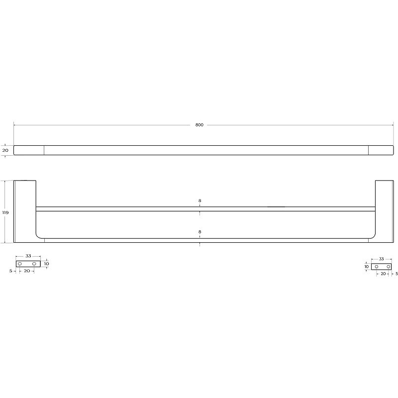 Полотенцедержатель Cezares Slider SLIDER-THD-80-IN двойной
