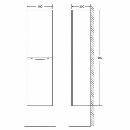Шкаф пенал BelBagno Fly-Marino 40 L FLY-MARINO-1500-2A-SC-RW-P-L подвесной