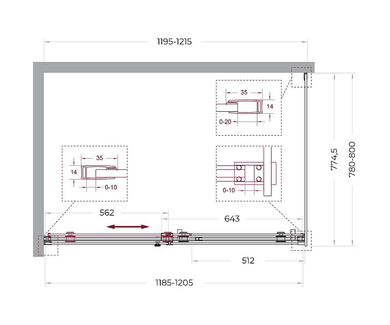 Душевой уголок BelBagno Soft Close-2 120x80 SOFT_CLOSE-2-AH-1-120/80-C-GM