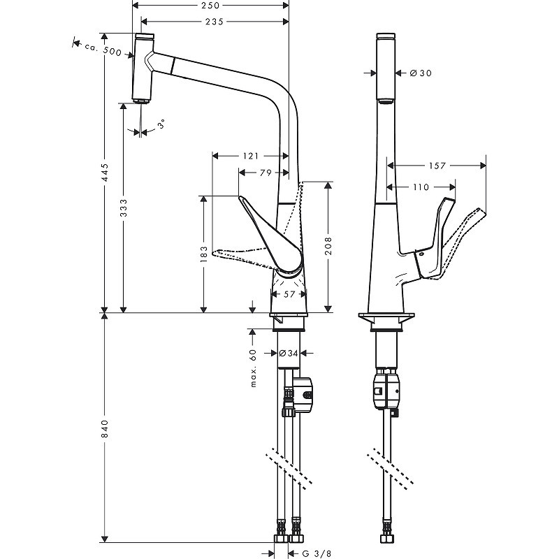 Смеситель для кухни Hansgrohe Metris Select 14884000