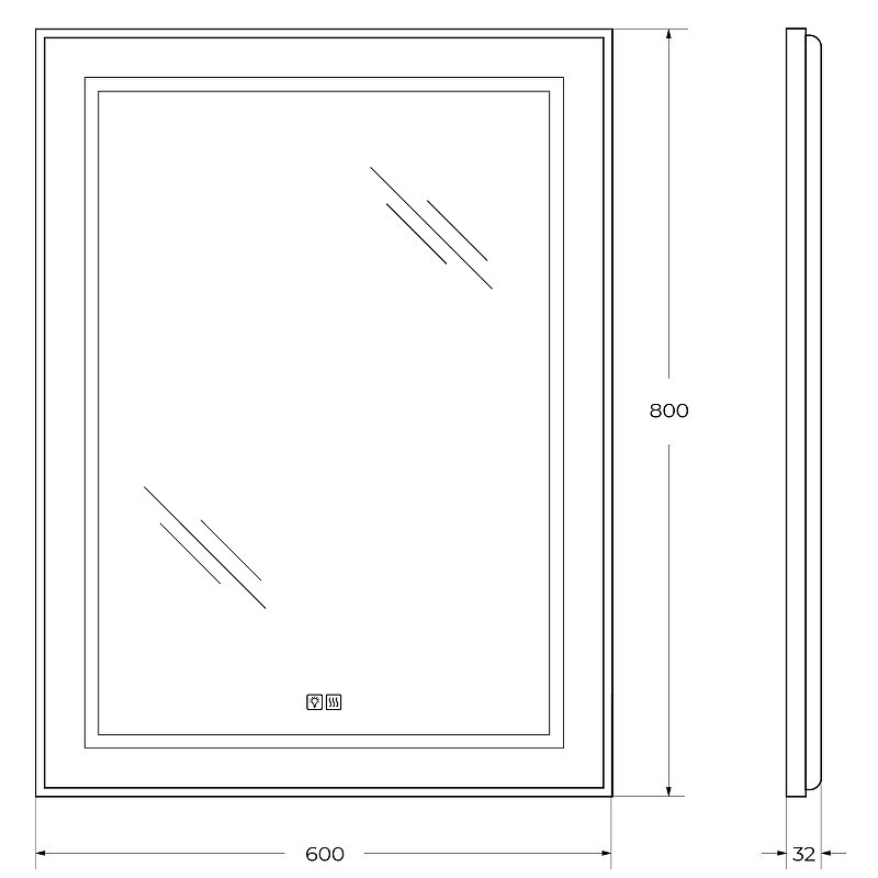 Зеркало BelBagno Kraft 60 SPC-KRAFT-600-800-LED-TCH-WARM с подсветкой