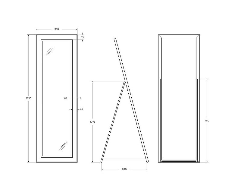 Зеркало BelBagno Kraft 55 SPC-KRAFT-555-1700-TCH-PIA-NERO с подсветкой