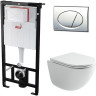 Комплект унитаза Ceramicanova Vogue CN4008T с инсталляцией Alcaplast Sadromodul AM101/1120-3:1 RU M71-0001 с сиденьем Микролифт и клавишей смыва Хром