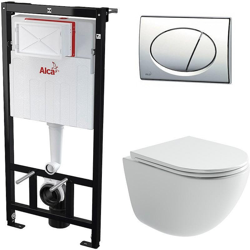 Комплект унитаза Ceramicanova Vogue CN4008T с инсталляцией Alcaplast Sadromodul AM101/1120-3:1 RU M71-0001 с сиденьем Микролифт и клавишей смыва Хром