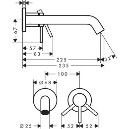 Смеситель для раковины Hansgrohe Tecturis S 73351670 Черный матовый