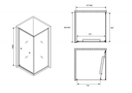 Душевой уголок Abber Schwarzer Diamant 90x90 AG0A090 профиль Хром стекло прозрачное