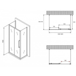 Душевой уголок Abber Schwarzer Diamant 160x70 AG30160BMH-S70BM-S70BM профиль Черный стекло матовое