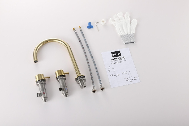 Смеситель для раковины Abber Wasser Kreis 316 AF8108BG-M цвет Золото брашированное