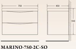 Тумба под раковину BelBagno Marino 75 MARINO-750-2C-SO-BL-P подвесная
