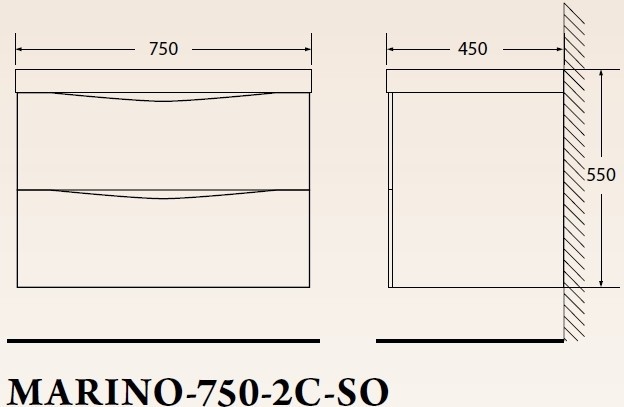 Тумба под раковину BelBagno Marino 75 MARINO-750-2C-SO-BL-P подвесная