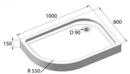 Акриловый поддон для душа BelBagno Tray 100x80 R TRAY-BB-RH-100/80-550-15-W-R