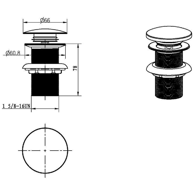 донный клапан Boheme 612/2-GM click-clack