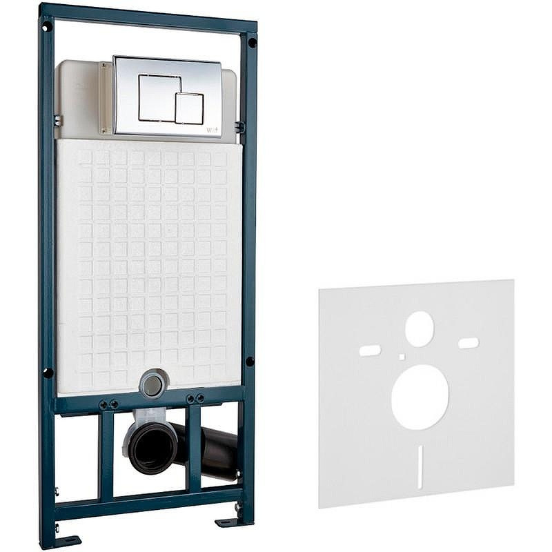 Комплект унитаза Ceramicanova Vogue CN4008T с сиденьем Микролифт и инсталляцией WeltWasser WW Marberg 507 10000005949+10000005953 с клавишей смыва Хром глянцевый
