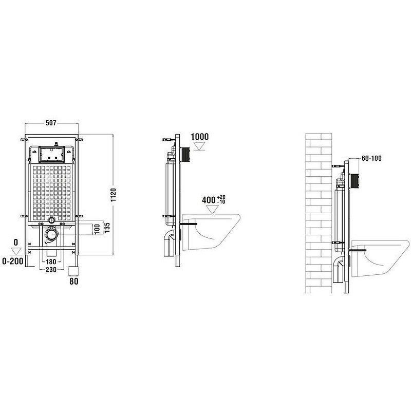Комплект унитаза Ceramicanova Vogue CN4008T с сиденьем Микролифт и инсталляцией WeltWasser WW Marberg 507 10000005949+10000005953 с клавишей смыва Хром глянцевый