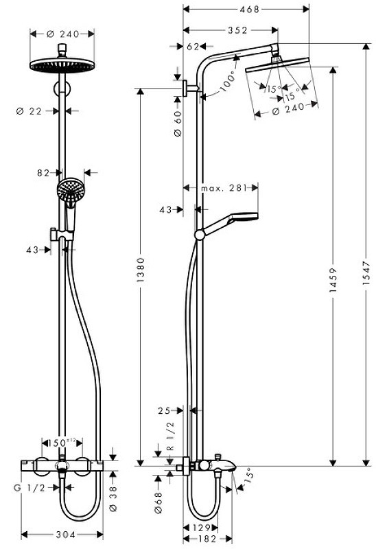 Душевая система Hansgrohe Crometta S 27320000 с термостатом Хром