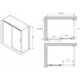 Душевой уголок Abber Komfort 120x100 AG93120-S102 профиль Хром стекло прозрачное