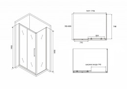 Душевой уголок Abber Schwarzer Diamant 170х80 AG30170BH-S80B профиль Черный стекло прозрачное