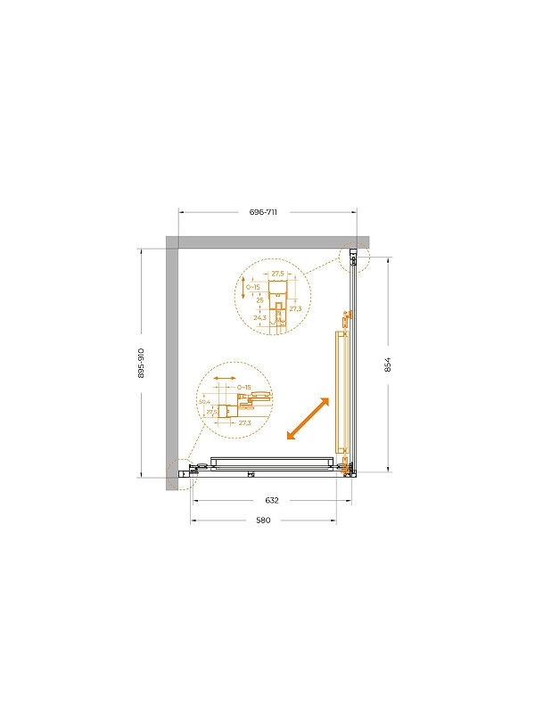 Душевой уголок Cezares Lux 70x90 LUX-AH-FS-1-70/90-C-CR