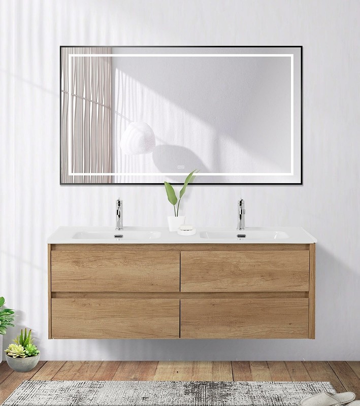 Зеркало BelBagno Kraft 140 SPC-KRAFT-1400-800-LED-TCH-WARM-NERO с подсветкой