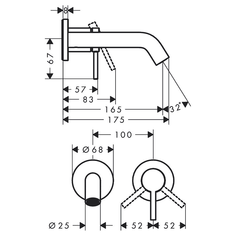 Смеситель для раковины Hansgrohe Tecturis S 73350670