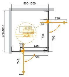 Душевой уголок Cezares Slider 100х100 SLIDER-A-2-90/100-BR-BORO