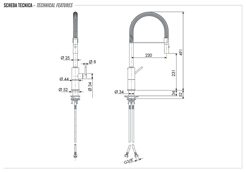 Смеситель для кухни Remer X Style Inox SSX543 цвет Нержавеющая сталь