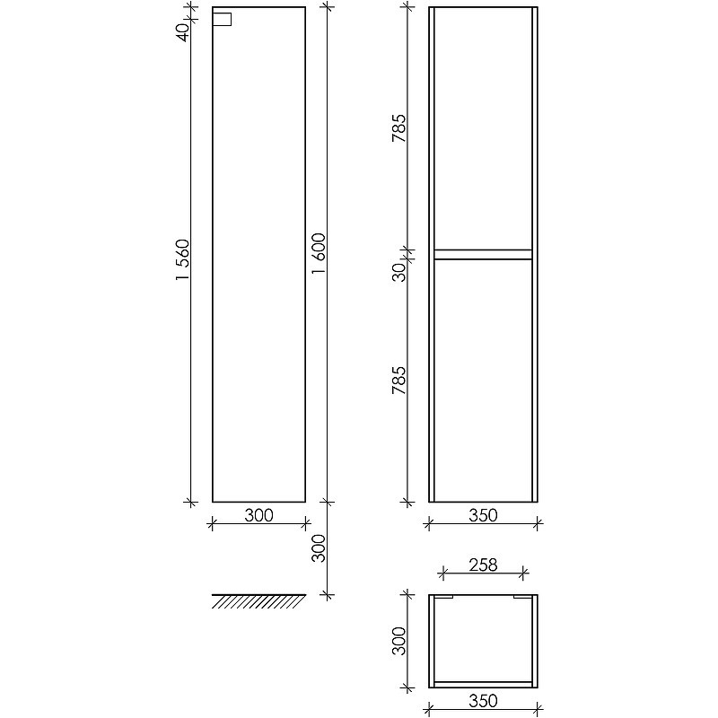 Шкаф пенал Sancos Urban 35 PUR35W подвесной Белый глянец