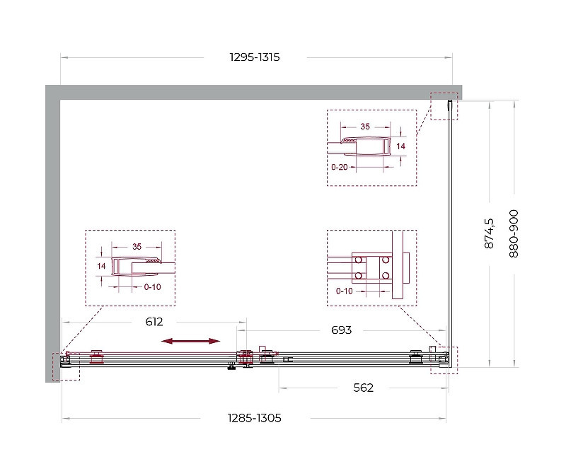 Душевой уголок BelBagno Soft Close-2 130x90 SOFT_CLOSE-2-AH-1-130/90-C-Cr