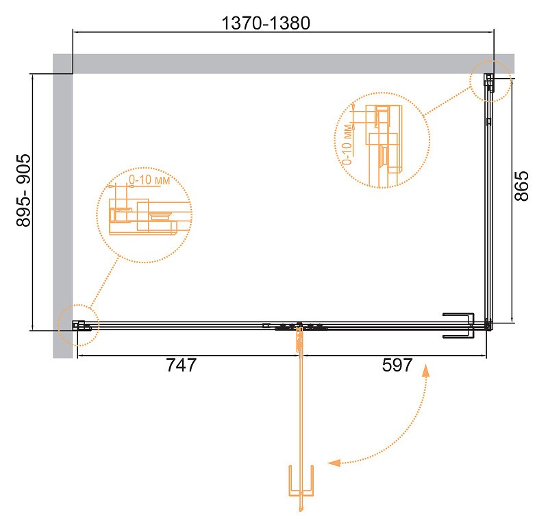 Душевой уголок Cezares Bellagio 140x90 BELLAGIO-AH-1-140/90-C-NERO