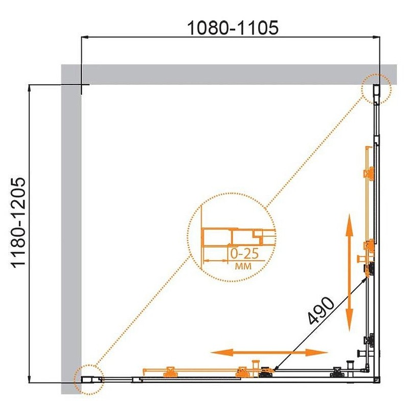 Душевой уголок Cezares Molveno 120x110 MOLVENO-AH-22-120/110-C-GM-IV