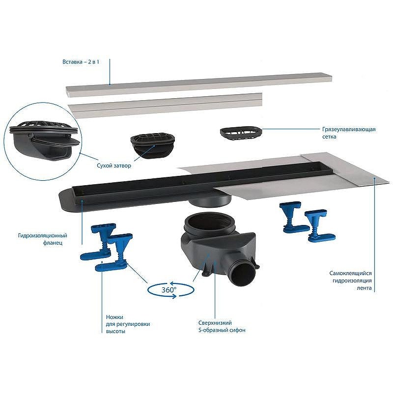 душевой лоток BelBagno Luce BB-LD-LUCE-60-NERO