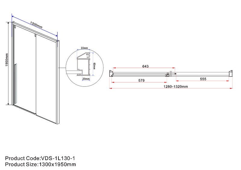 Душевая дверь Vincea Lugano 130 VDS-1L130CLB-1