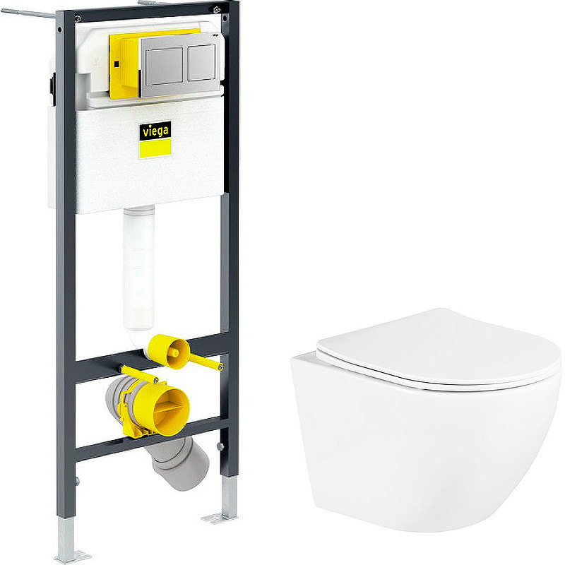 Комплект унитаза BelBagno Uno BB3105CHR/SC с инсталляцией Viega Prevista Dry 8524.14 792596