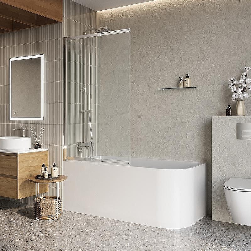 Шторка на ванну BelBagno Luce 80 LUCE-VF-11-80/145-C-Cr