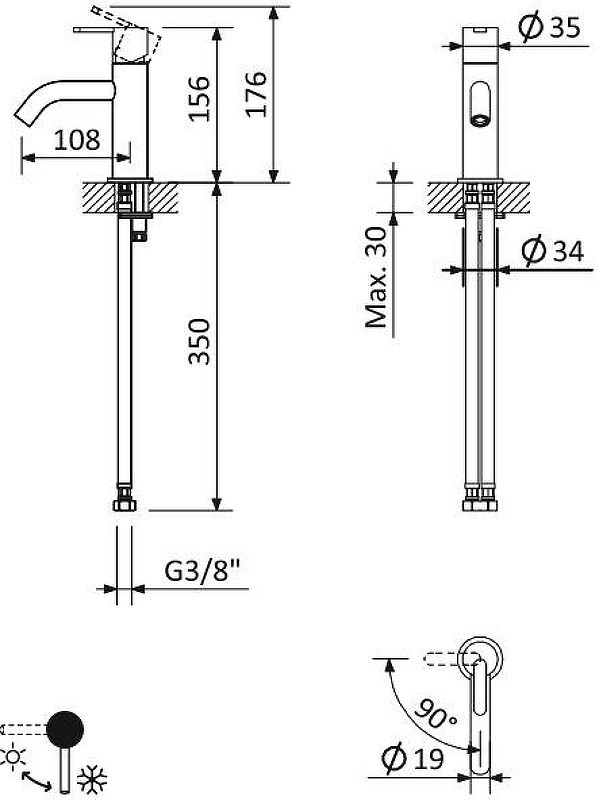 Смеситель для раковины Cezares Leaf LEAF-LSM2-L-SR