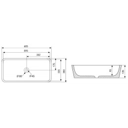 Раковина-чаша Abber Rechteck 61 AC2204MBG
