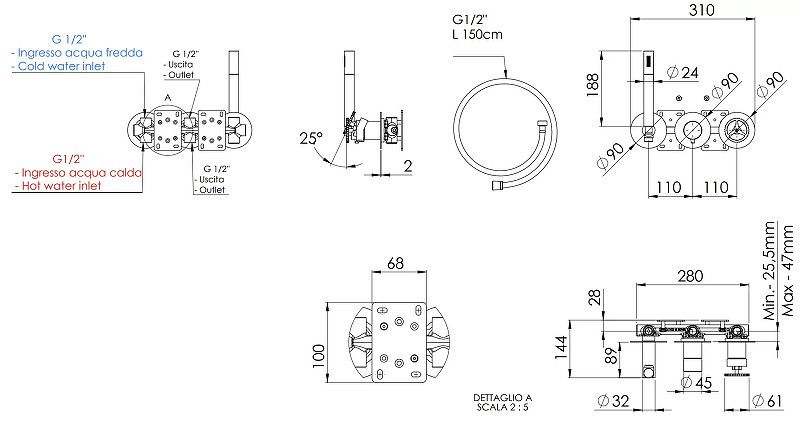 Смеситель для душа Remer Chrono CH97D3PNO цвет Черный матовый