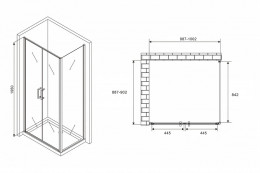 Душевой уголок Abber Sonnenstrand 100x90 AG04100C-S90 профиль Хром стекло прозрачное