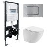 Комплект унитаза Abber Bequem AC1100T-AC0105-AC0120MCH с сиденьем Микролифт и клавишей смыва цвет Матовый хром